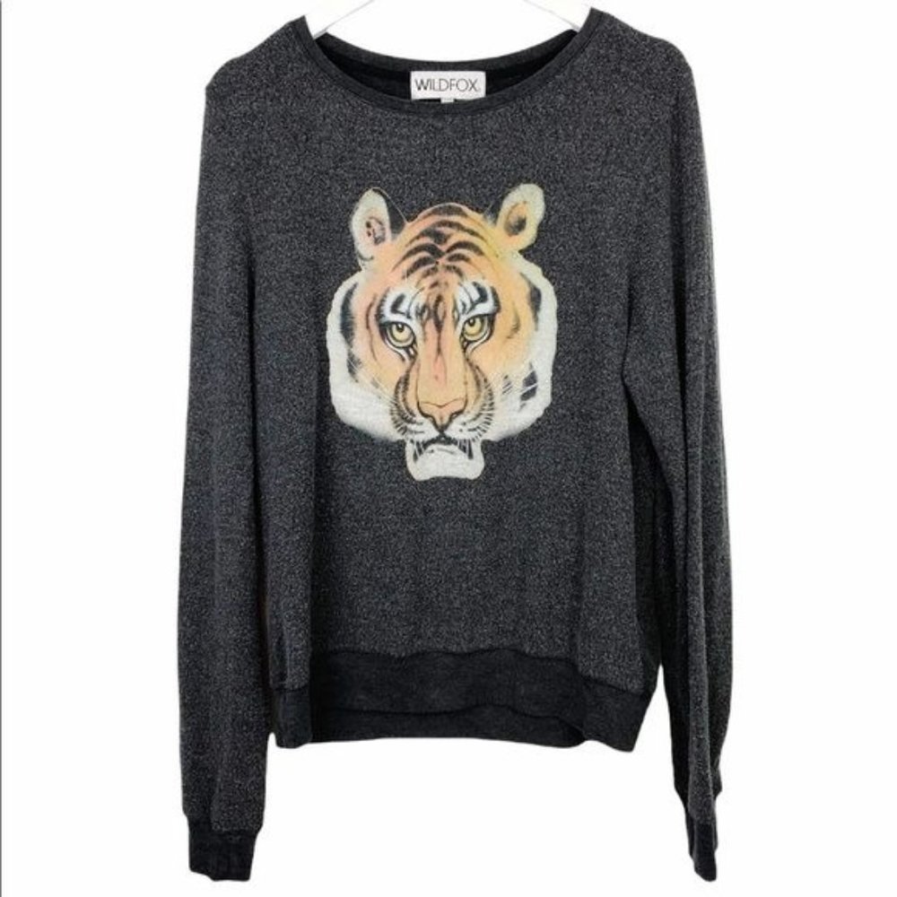 Wildfox Tiger Pullover gray size small long sleeve